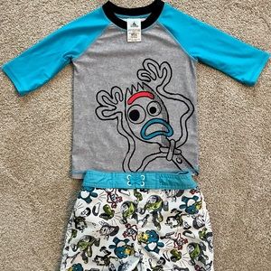 Disney Toy Story boys swim suit, size 5-6 with sandals (size 2/3)